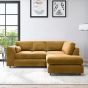 DELANO Plush Velvet 4 Seater L Shaped Fullback Corner Sofa - Mustard