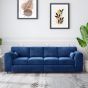 DELANO Plush Velvet 4 Seater Fullback Sofa - Midnight Blue