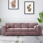 DELANO Plush Velvet 4 Seater Fullback Sofa - Pink