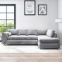 DELANO Plush Velvet Large 5 Seater L Shaped Fullback Corner Sofa - Light Grey