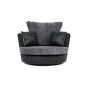 DYLAN Faux Leather and Chenille Fabric Swivel Chair - Black and Grey
