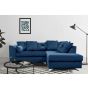 VICTORIA Plush Velvet 4 Seater L Shaped - Right Hand Facing Corner Sofa - Blue