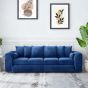 DELANO Plush Velvet 4 Seater Scatterback Sofa - Midnight Blue