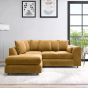 DELANO Plush Velvet 4 Seater L Shaped Scatterback Corner Sofa - Mustard