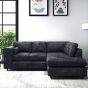 LORVANI Fabric 4 Seater L Shaped Fullback Corner Sofa - Dark Grey, Right Hand Facing