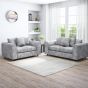 LORVANI Fabric 3 and 2 Seater Scatterback Sofa Set - Light Grey