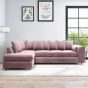 DELANO Plush Velvet Large 5 Seater L Shaped Scatterback Corner Sofa - Pink