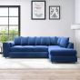 DELANO Plush Velvet Large 5 Seater L Shaped Scatterback Corner Sofa - Midnight Blue