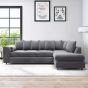 DELANO Plush Velvet Large 5 Seater L Shaped Scatterback Corner Sofa - Dark Grey
