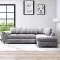 DELANO Plush Velvet Large 5 Seater L Shaped Scatterback Corner Sofa - Light Grey