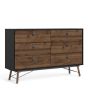 Ry Wide double chest of Drawers 6 Drawers in Matt Black Walnut