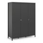 Madrid Wardrobe with 3 Doors in Matt Black - Matt Black