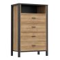 Oak Finish Chest of Drawers - HUNTLY Medium Chest  4 Drawers