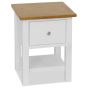 Nightstand 36x30x47cm Solid Oak Wood White Brown - Jurin