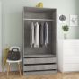 Wardrobe Concrete Grey 100x50x200cm Engineered Wood - Dulan