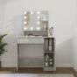 Dressing Table with LED Concrete Grey 86.5x35x136cm