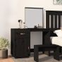 Dressing Table Black 95x50x134cm Solid Wood Pine