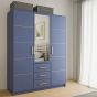 Barnsley 3 Doors Mirrored Wardrobe with 3 Drawers - Blue