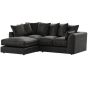 BRACKNELL Plush Velvet 4 Seater L Shaped Scatterback Corner Sofa - Black, Left Hand Facing
