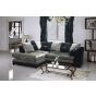 SERENE Crushed Velvet 4 Seater L Shaped - Left Hand Facing Corner Sofa - Black and Silver
