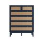 Blue Rattan Chest of Drawers - BATON Medium Chest  6 Drawers