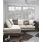 SERENE Crushed Velvet 4 Seater L Shaped - Left Hand Facing Corner Sofa - Brown and Mink