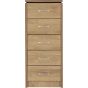 Oak Finish Chest of Drawers - CREMONA Tallboy Medium Chest  5 Drawers