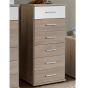 Gema 6 Drawer Narrow Storage Chest - Oak and White Gloss