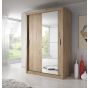 Sliding Wardrobe - ARTU 2 Door Mirrored Wardrobe Oak Shetland 150cm