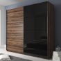 Galaxy Oak and Black Glass 2 Door Sliding Wardrobe - 3 Sizes