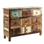 Oak Finish Chest of Drawers - CASTRIES Large Chest 9 Drawers Double Chest