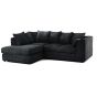 DANIEL Jumbo Cord 4 Seater L Shaped - Left Hand Facing Corner Sofa - Black