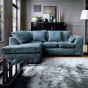 Corner Sofa - HENRY Crushed Chenille Fabric 4 Seater L-Shaped Sofa Left Hand Facing - Dark Blue