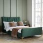 Clover Modern Design Green Velvet Gold Feets Bed - Kingsize 5ft