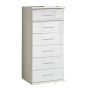 White Chest of Drawers - CALLISTO Tallboy Medium Chest  6 Drawers
