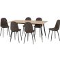 Hamilton Large Dining Set with Athens Chairs - Oak Effect Black Brown Faux Leather