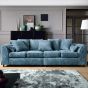 4 Seater Sofa - HENRY Crushed Chenille Fabric - Dark Blue
