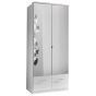 Inagu 2 Door Mirrored Wardrobe with 2 Drawers - White