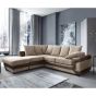 DINO Jumbo Cord 5 Seater L Shaped - Left Hand Facing Corner Sofa - Brown and Beige