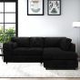 LORVANI Fabric 4 Seater L Shaped Fullback Corner Sofa - Black, Right Hand Facing