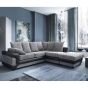 Dino Jumbo Cord Corner Sofa Suite Grey and Black