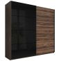 Wardrobe - GALAXY 2 Door Sliding Wardrobe Black Gloss and Monastery Oak 200cm