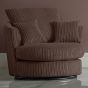 Desmond Jumbo Cord Upholstered Swivel Chair - Chocolate Brown