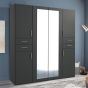Fenton 4 Doors Wardrobe with 4 Drawers - Graphite