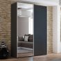 Boris Mirror Sliding Door 150cm Wardrobe - Black
