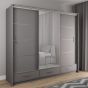 Warrington Sliding Door 255cm Mirror Wardrobe with 3 Drawers - Graphite