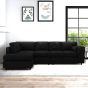 LORVANI Fabric Large 5 Seater L Shaped Fullback Corner Sofa - Black, Left Hand Facing