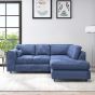 LORVANI Fabric 4 Seater L Shaped Fullback Corner Sofa - Midnight Blue, Right Hand Facing