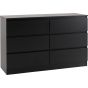 Black Chest of Drawers - MALDEN Large Chest 6 Drawers Double Chest