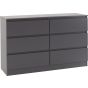 Grey Chest of Drawers - MALDEN Large Chest  6 Drawers  Double Chest